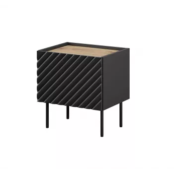 Mesa de cabeceira Cama ONDA 50x40x54 cm preto MDF/aglomerado conjunto de 2
