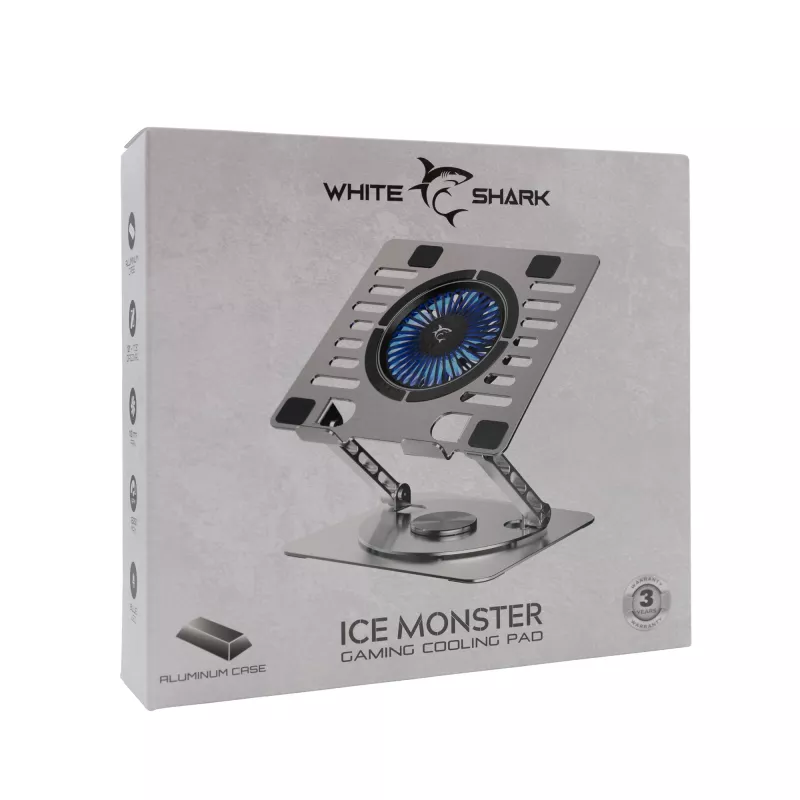 White Shark GCP-16 Ice Monster Base de arrefecimento para portátil, até 17,3 polegadas, LED, cinzento