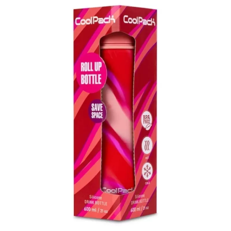 Garrafa de água de silicone COOLPACK Pump 600 ml menina rosa