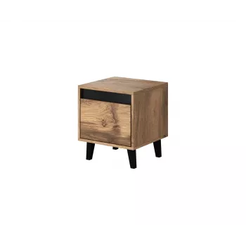Mesa de cabeceira cama meble NORD, conjunto de 2, 40×38×45 cm, carvalho Wotan/antracite, 1 gaveta, estrutura 16 mm