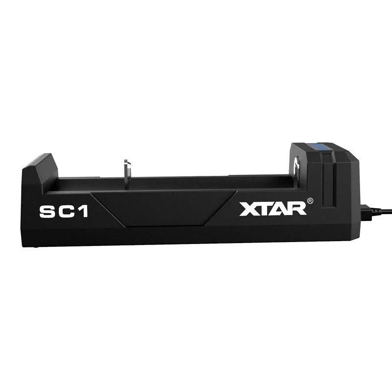 Carregador de baterias XTAR SC1 de slot único USB-C para células Li-Ion 18650, 1 slot, preto