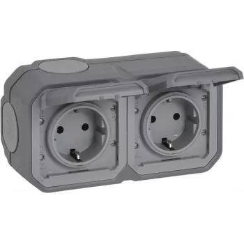 Legrand Plexo neu APWG Schuko 069742L tomada 2 tomadas cinzento IP 44 5 (069742L)
