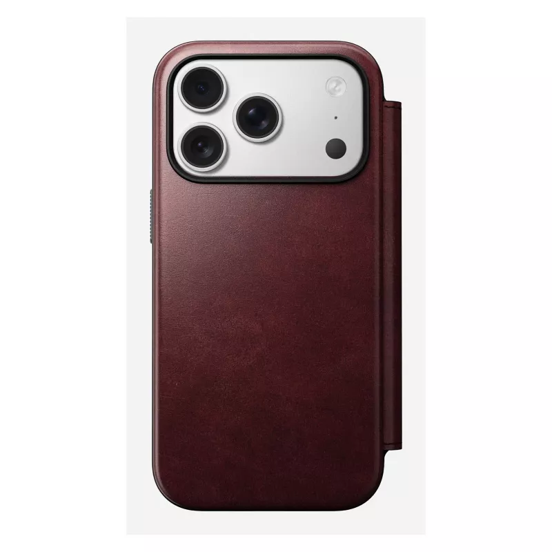 Capa para telemóvel Nomad Modern Leather Folio para Apple iPhone 17 Pro, 6,3 polegadas (16 cm), pele bordô