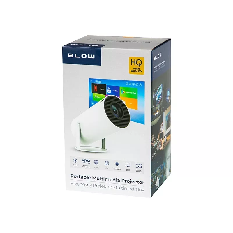 Projetor Wi-Fi com comando à distância Android TV 130 polegadas 4K Full HD HY300 Pro LED