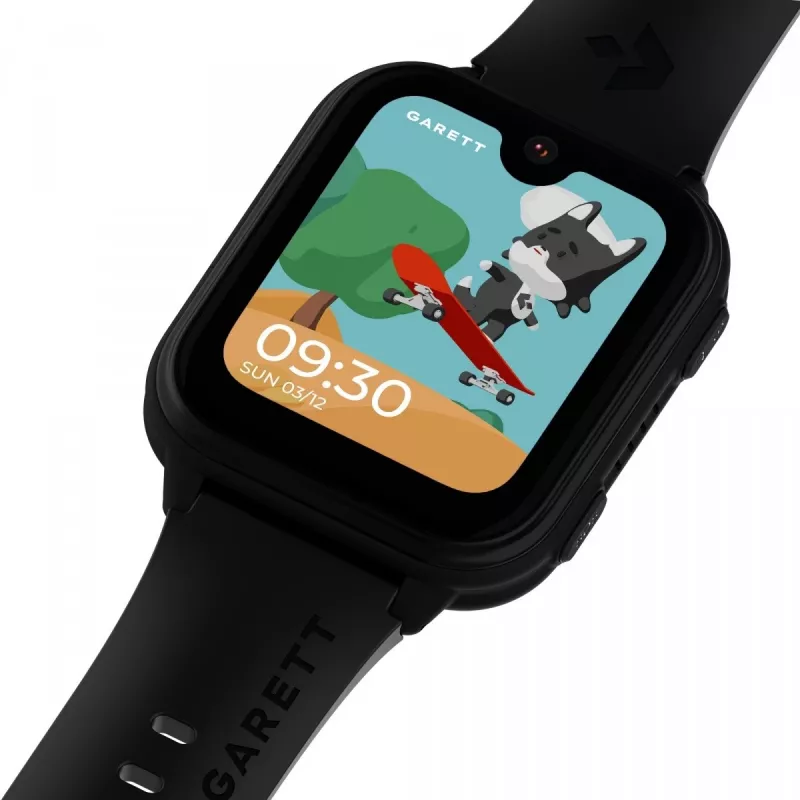 Smartwatch Garett Kids Vibe Ai 4G preto — smartwatch para criança com 4G, localização GPS, à prova de água