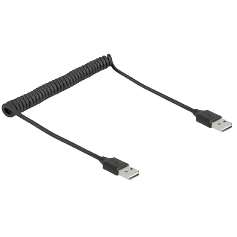 Cabo espiral DeLOCK EASY-USB 2.0 Type-A macho para Type-A macho 0,5 m a 0,8 m preto