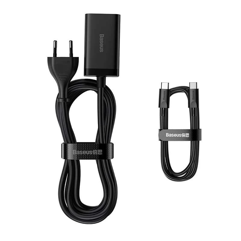 Carregador Baseus GaN3 Pro telemóvel tablet preto AC interior 15V 3A