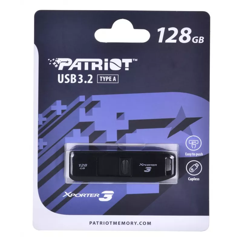 Pen drive PATRIOT Xporter 128 GB USB Type-A 3.2 Gen 1 (80 MB/s) Slider preto
