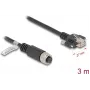 Cabo de rede DeLOCK cabo M12 codificação A 8 pinos fêmea para RJ45 macho Cat.5e 3 m preto