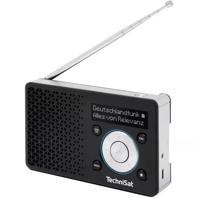 TechniSat DigitRadio 1 A 0100/4997 rádio digital, DAB+/FM, RDS, 40 estações memorizáveis, função de aviso ASA, preto/prateado
