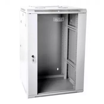 Wall-mounted network cabinet 19 18U rack 600x600, door glass, gray, split, folded, 60kg