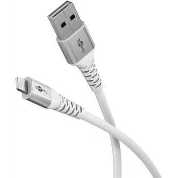 Goobay Lightning para USB-A cabo têxtil extra macio com fichas metálicas, 1 m (74511)