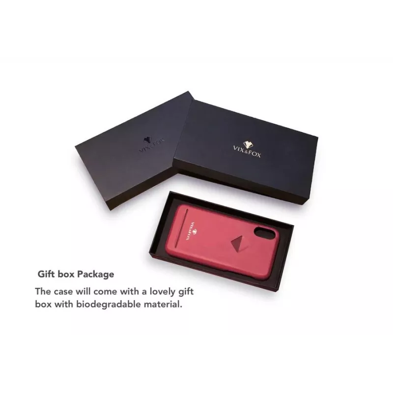Capa traseira com compartimento para cartões VixFox para iPhone X/XS — vermelho-rubi, capa traseira com compartimento para cartões integrado