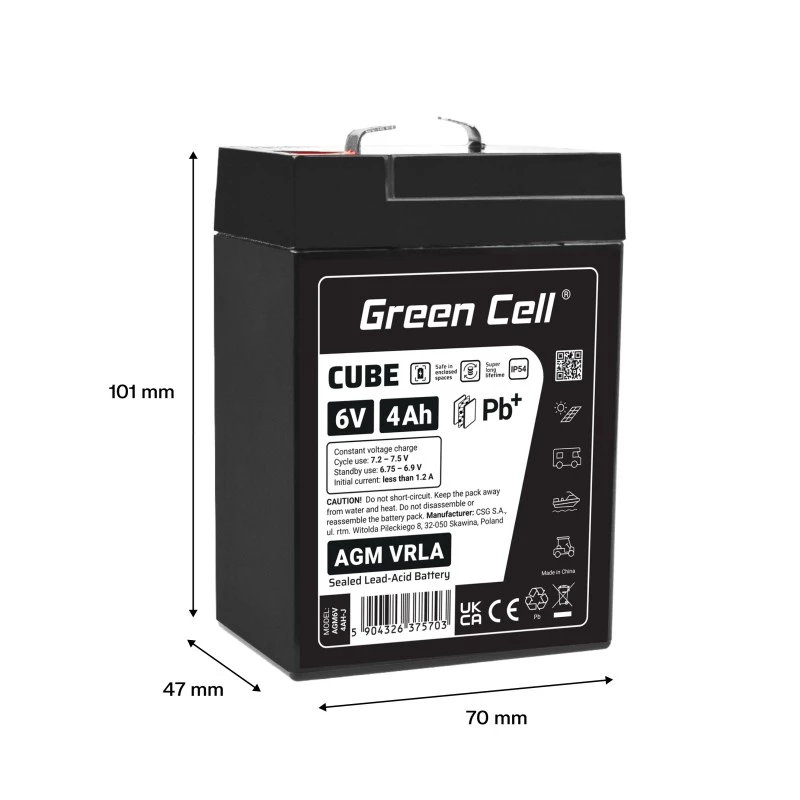 Bateria AGM VRLA 6V 4Ah IP54