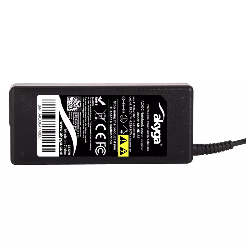 Fonte de alimentação para portátil Akyga AK-ND-53 19,5 V / 4,62 A, 90 W, ficha 4,5 x 3,0 mm com pino, para Dell
