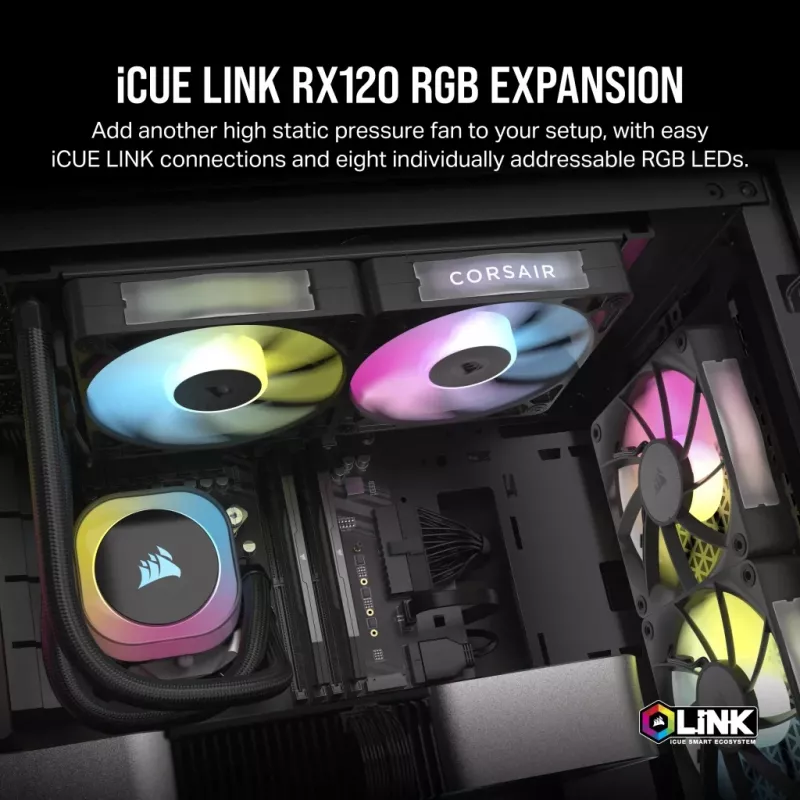 Ventoinha Corsair iCUE LINK RX120 RGB 12 cm Preta 400-2100 rpm