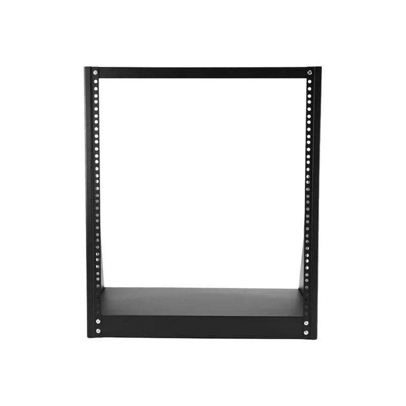 StarTech.com rack de servidor de secretária 2-Post 12U Heavy-Duty, pequena estrutura de rack de computador aberta de 19 polegadas, rack de rede compacto para equipamento AV/estúdio/dados/IT, em conformidade TAA – rack de dois postes autónomo para casa/escritório