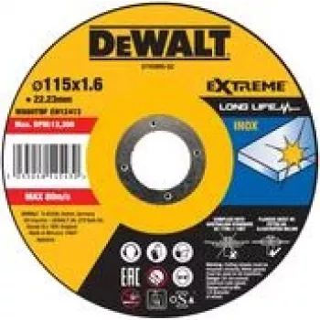 Disco de corte DEWALT 115 x 1,6 x 22,23 mm aço inoxidável (DT43905-QZ)