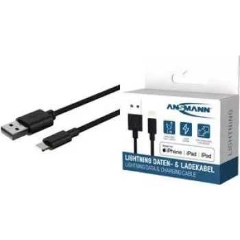 Cabo USB Ansmann 1700-0131 1 m USB A Lightning preto (1700-0131)