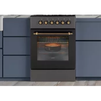 Fogão a gás/elétrico MPM MPM-56-KRM-13, 4 zonas de cozedura, forno elétrico 58 L, botões mecânicos, preto