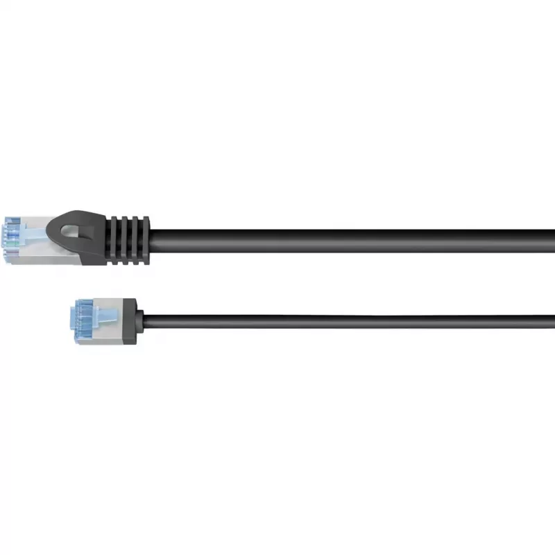 Goobay Cabo de rede CAT 6A ultraflexível fino U/FTP preto – ficha extra curta (74318)