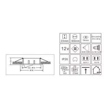 Synergy 21 LED Retrofit GU10 / GX5,3 conjunto de encastrar no teto D04 branco
