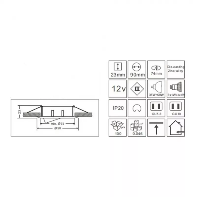Synergy 21 LED Retrofit GU10 / GX5,3 conjunto de encastrar no teto D04 branco