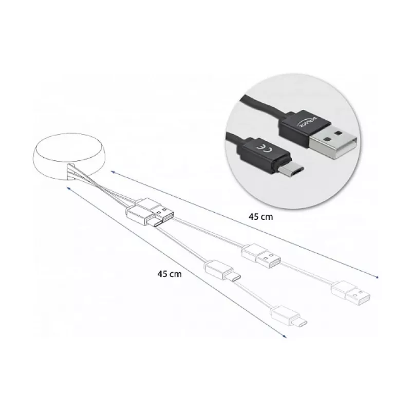 Cabo USB 2.0 Type-A para Micro-B DeLOCK 85818
