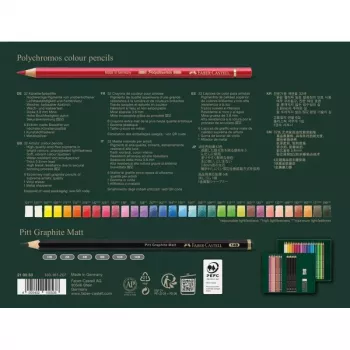 Caneta à base de óleo Faber-Castell Polychromos & Pitt Graphite Matt conjunto 38 unid. multicolor