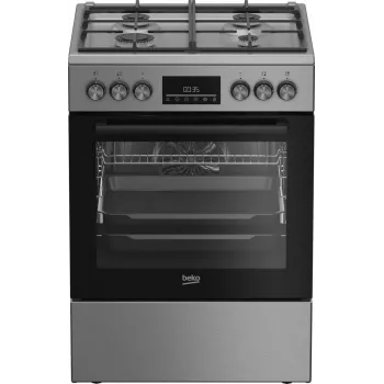 Fogão independente a gás-elétrico BEKO FBM62330GXTN 60 cm, placa a gás de 4 queimadores, forno elétrico de 72 l, classe de eficiência energética A
