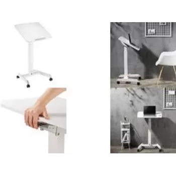 Logilink - Carrinho - para portátil / tablet - móvel, ajuste de altura pneumático - plástico, aglomerado, aço, melamina, alumínio robusto - Branco (EO0035)