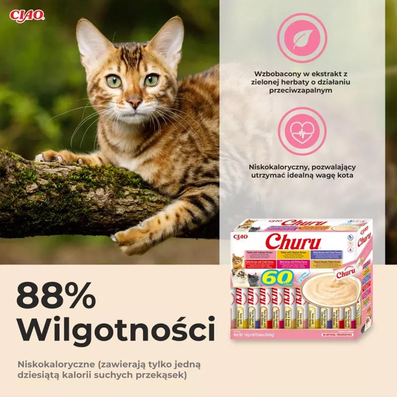 INABA Churu caixa sortida de atum – snacks para gatos – 60 x 14 g