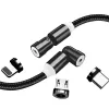 Cabo de carregamento 3-em-1 ColorWay CW-CBUU037-BK — Lightning, Micro-USB, USB-C, 1 m, 2,4 A