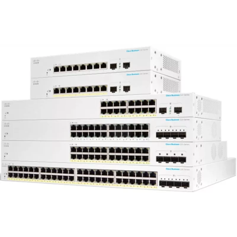 Cisco Business 220 Series CBS220-48P-4G - Switch - Smart - 48 x 10/100/1000 (PoE+) + 4 x Gigabit SFP (Uplink) - montagem em rack - PoE+ (382 W)
