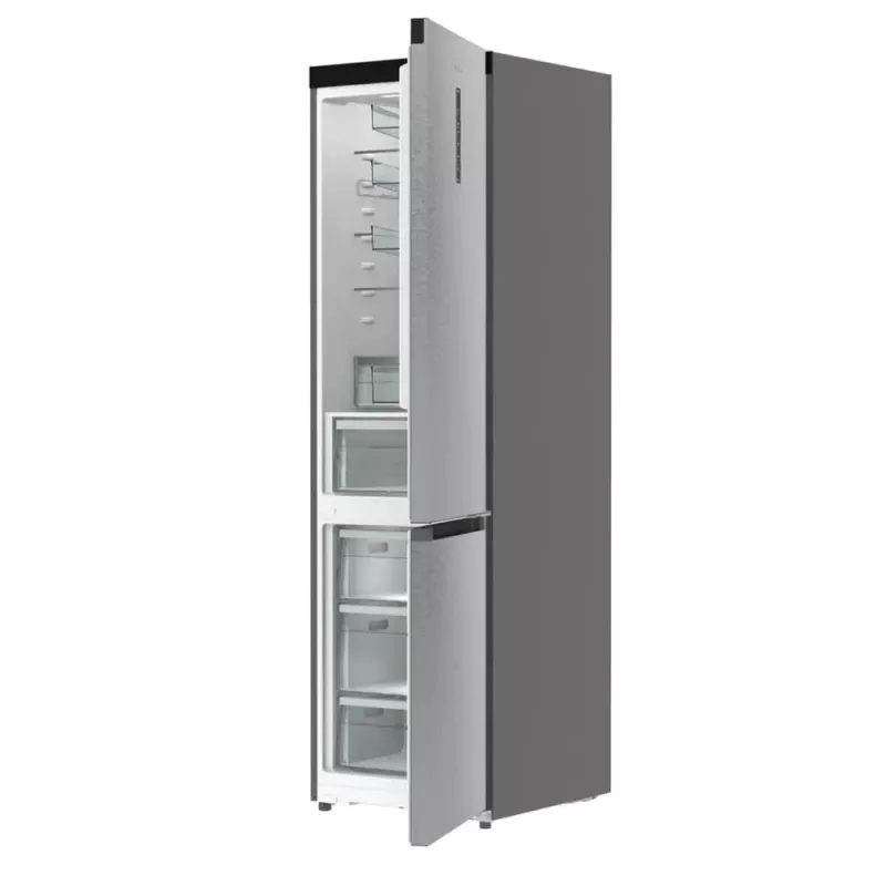 Gorenje NRB620E61X4WFE frigorífico combinado, de instalação livre, NoFrost, 413 l (283 l frigorífico + 130 l congelador inferior), ecrã eletrónico, iluminação LED, classe energética E, aço inoxidável