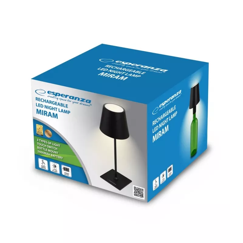 Esperanza ELD119K Miram candeeiro de secretária LED, preto
