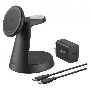 Estação de carregamento sem fios 3-em-1 Anker MagGo B25M4G11 — suporte tipo dock para iPhone, AirPods e Apple Watch