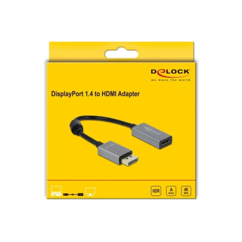 Adaptador ativo DisplayPort 1.4 para HDMI DeLOCK 66436