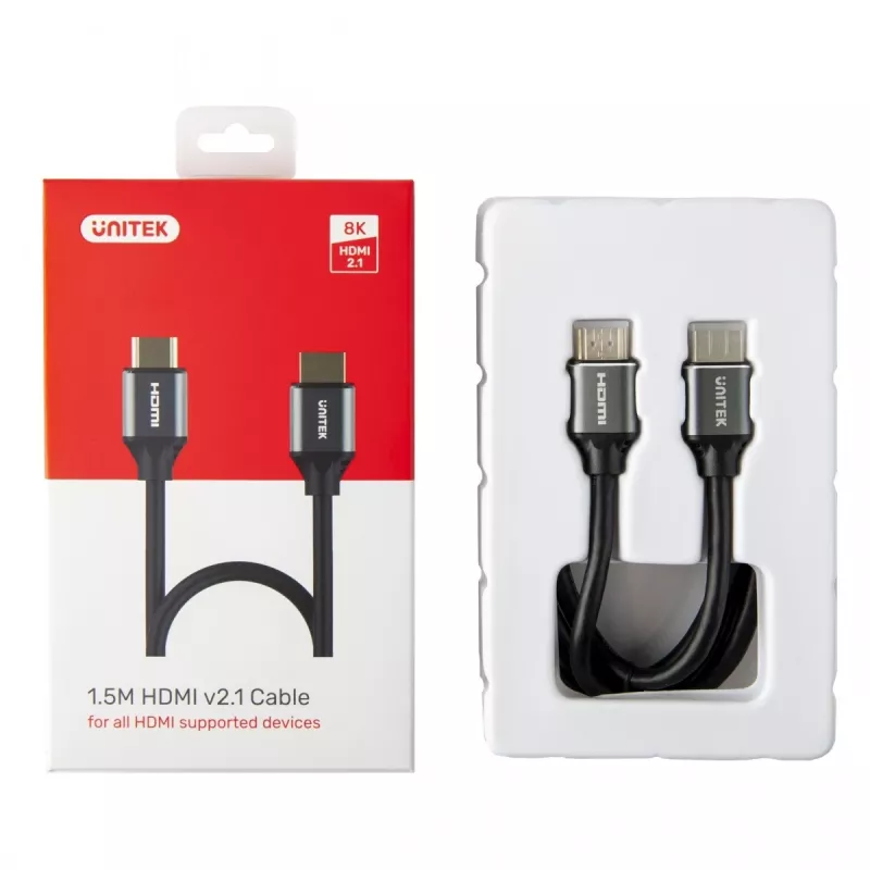 Cabo HDMI Unitek 8K HDMI 2.1 Ultra Speed 3 m, Type-A macho–macho, 48 Gbit/s, 60 Hz, preto