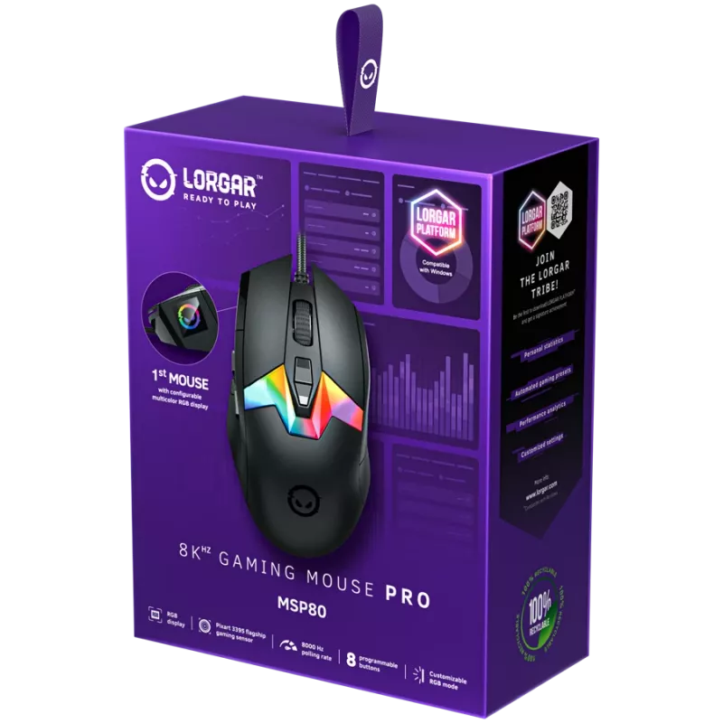 Rato gaming LORGAR MSP80 8000 Hz USB