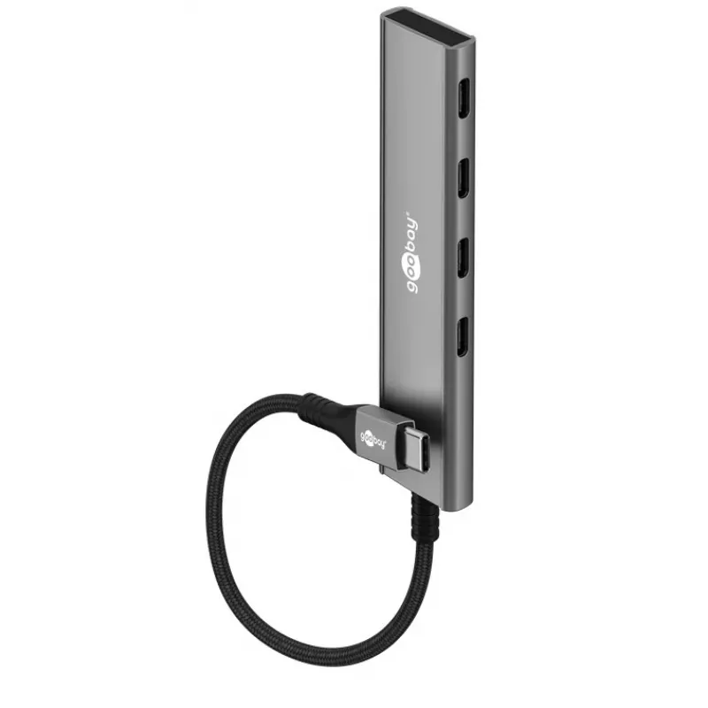 Goobay hub USB slim de 4 portas USB-C macho 5 Gbit/s - -ficha> 4x -tomada (76564)