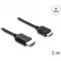 Cabo HDMI DELOCK 3 m — tipo A (macho) para tipo C (Mini) (macho), 48 Gbit/s, até 7680×4320, contactos dourados, preto