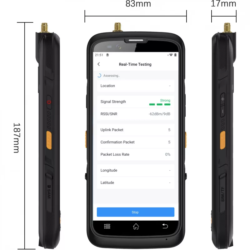 Testador de campo LoRaWAN Wi‑Fi Milesight FT101-868M — Modelo FT101-868M