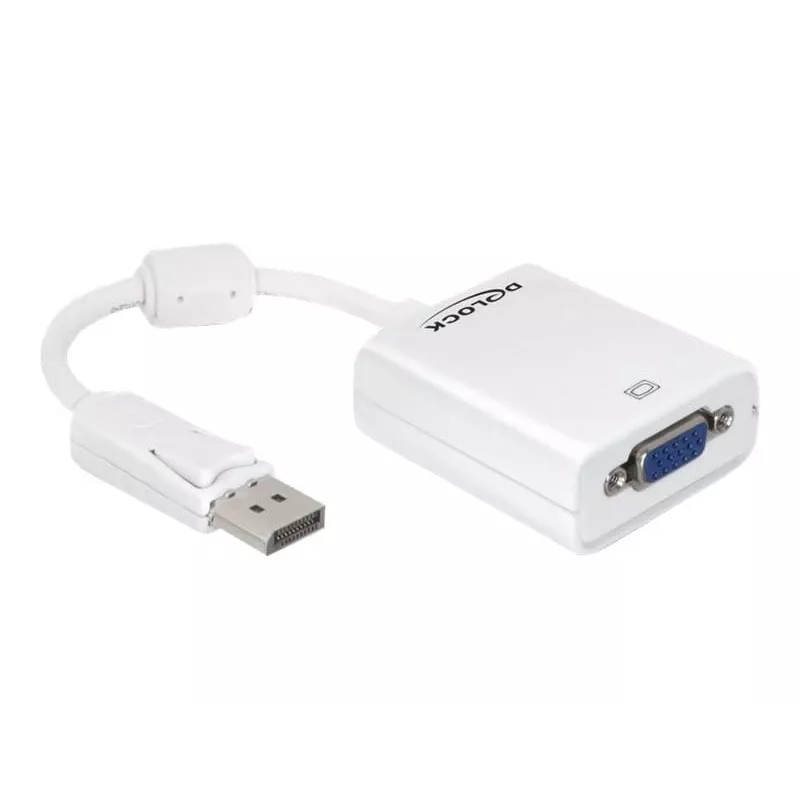 Adaptador de cabo de vídeo DeLOCK 61766 0,125m VGA DisplayPort branco