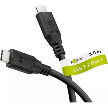 Cabo USB-C Goobay USB 3.2 60 W 5 Gbit/s Power Delivery 3 m - ficha> (74729)