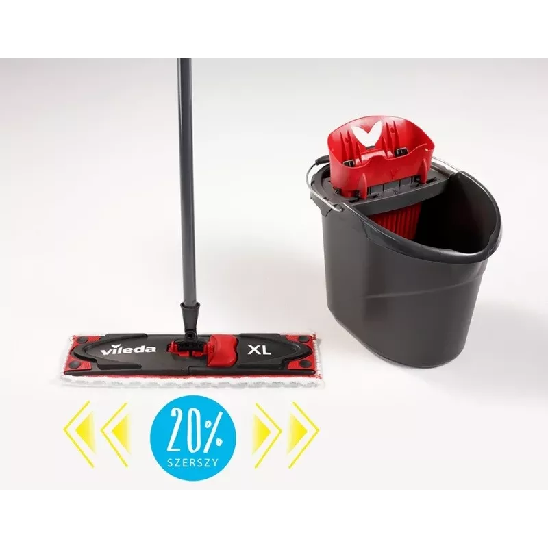 Mopa VILEDA Ultramax XL Box — cabeça rotativa 360° de microfibra lavável, dobrável, para pavimentos duros