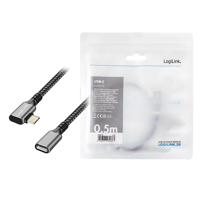 USB 3.2 Gen2 Type-C para conector fêmea USB-C, PD, AV, 0,5 m