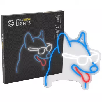 Letreiro de néon MANTA Neon Lights Dog with Glasses Manta SNL69MT – candeeiro de parede LED decorativo em forma de cão
