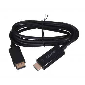 Adaptador de cabo de vídeo SAVIO DisplayPort para HDMI Type A CL-56, 1,5 m, preto
