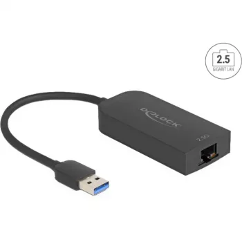 Adaptador DeLOCK 66045 USB 5 Gbps Type-A para 2,5 Gigabit LAN RJ45 preto